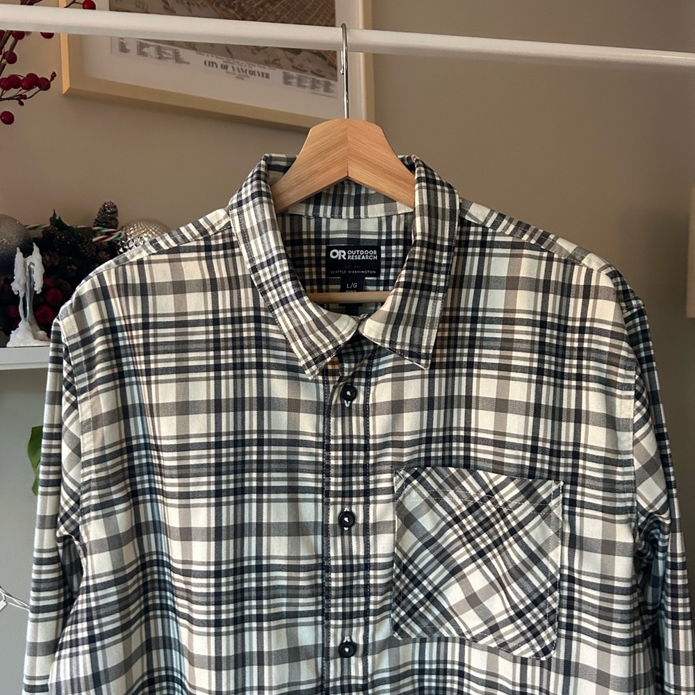 Outdoor Research Kulshan Flannel Black and White Checkered Shirt